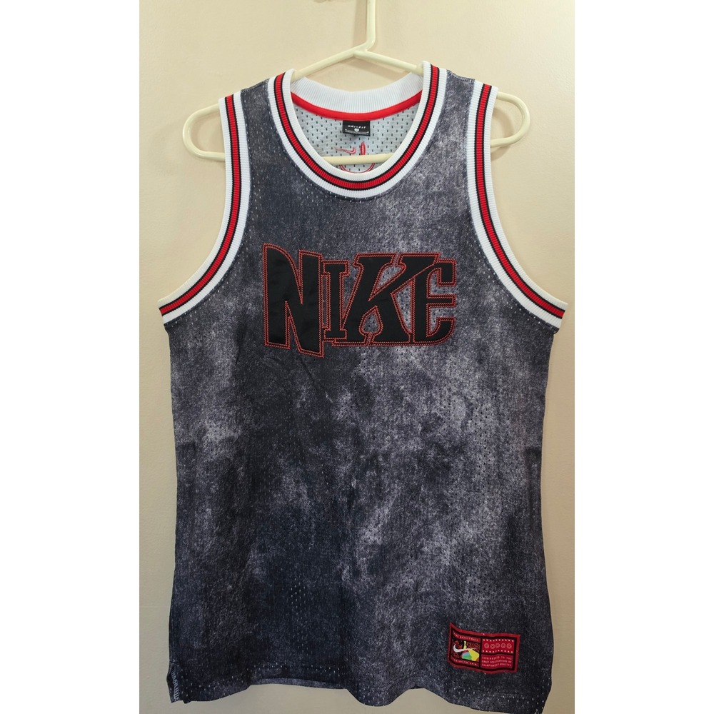 Nike Basketball Dri-FIT Jersey Mens Medium Grey Acid Wash Mesh SZ M DH7134-010